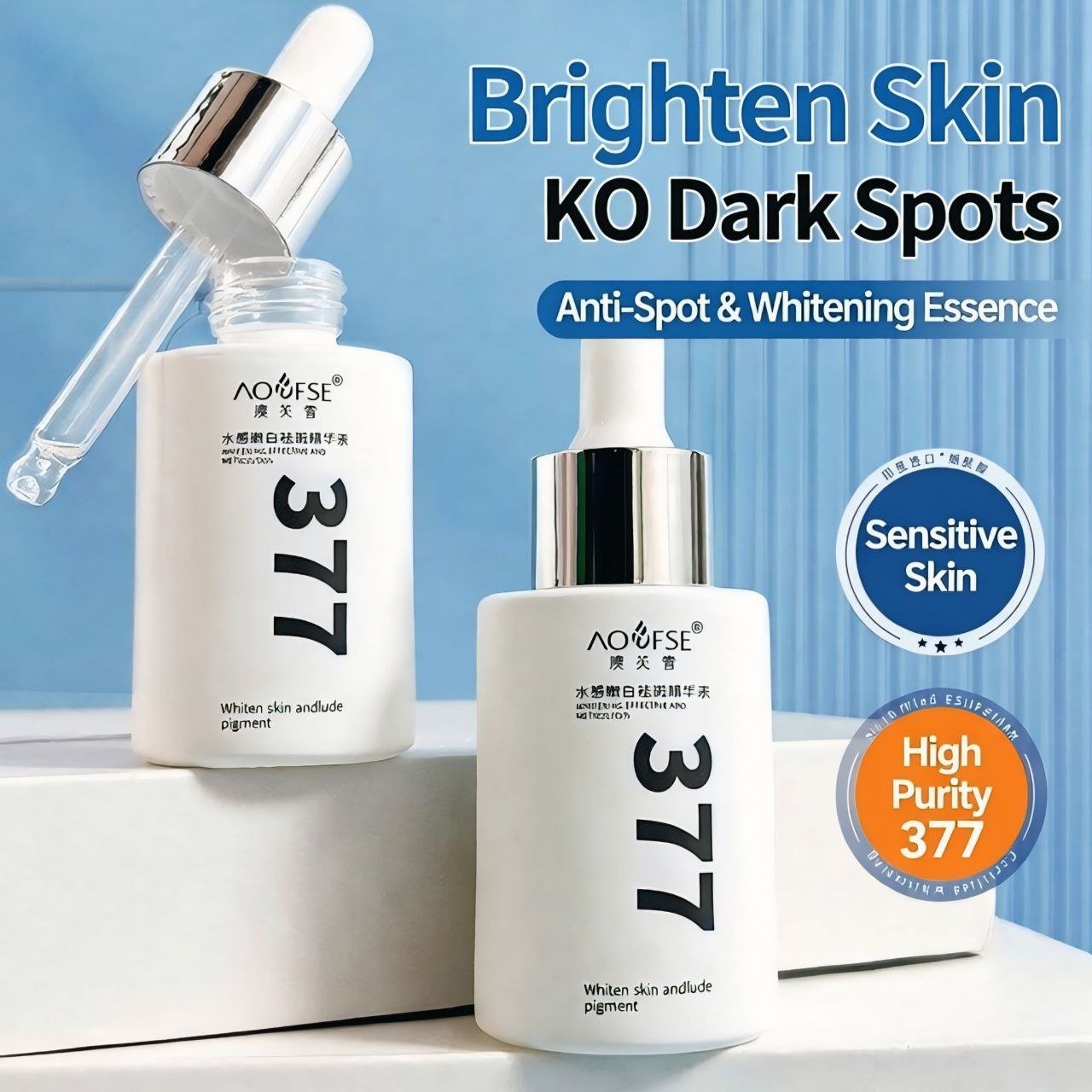 AOUSE 377 Whitening Serum – Brighten Dull Skin, Fade Pigment, Hydrate & Glow in 7 Days