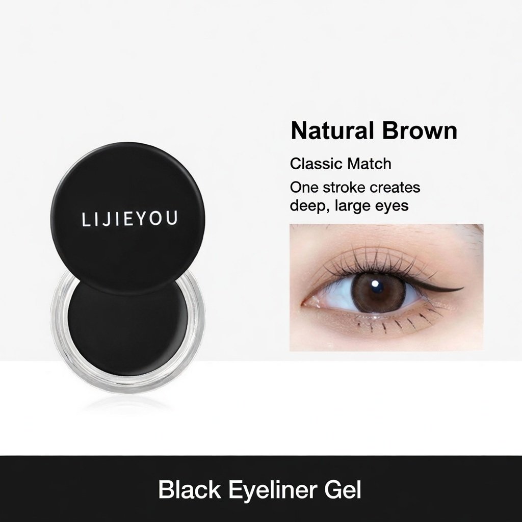 Waterproof Eyeliner Gel – Long‑Lasting, Smudge‑Proof, Sweat‑Proof Black Eyeliner (With Brush)
