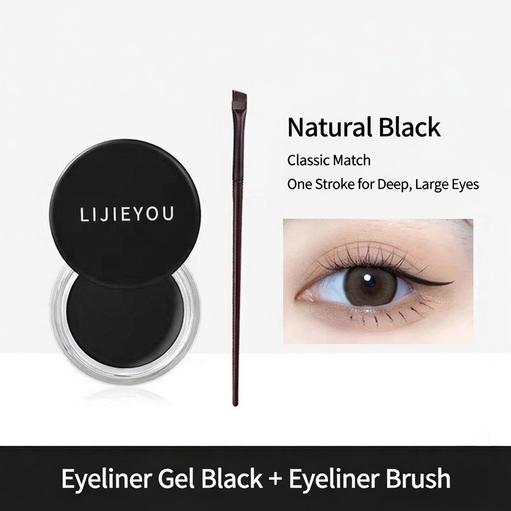 Waterproof Eyeliner Gel – Long‑Lasting, Smudge‑Proof, Sweat‑Proof Black Eyeliner (With Brush)