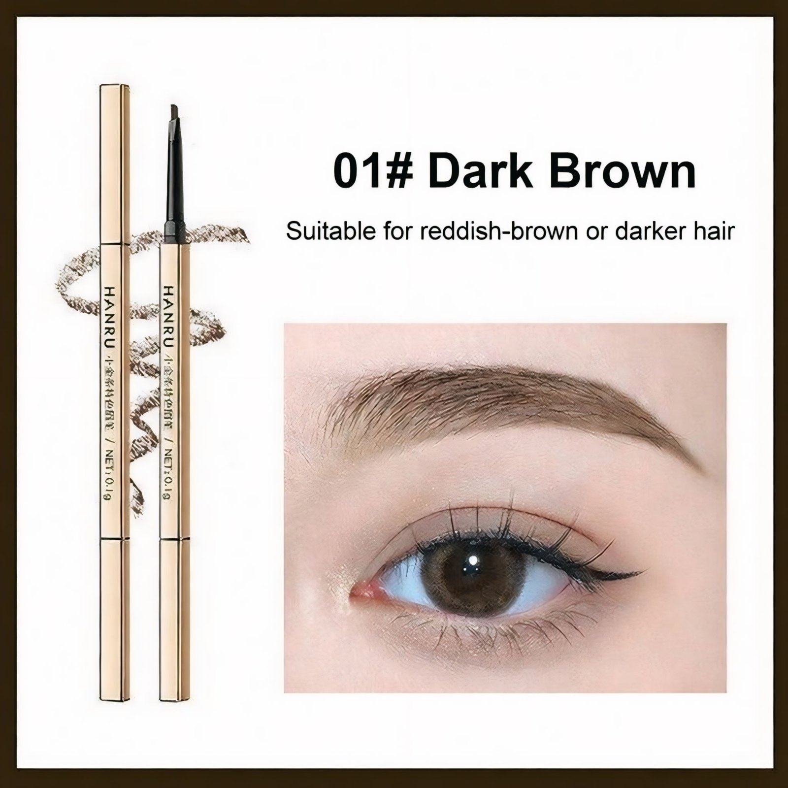 HANRU Small Gold Bar Double Eyebrow Pencil – Ultra‑Fine, Waterproof, Long‑Lasting Natural Brow Definer