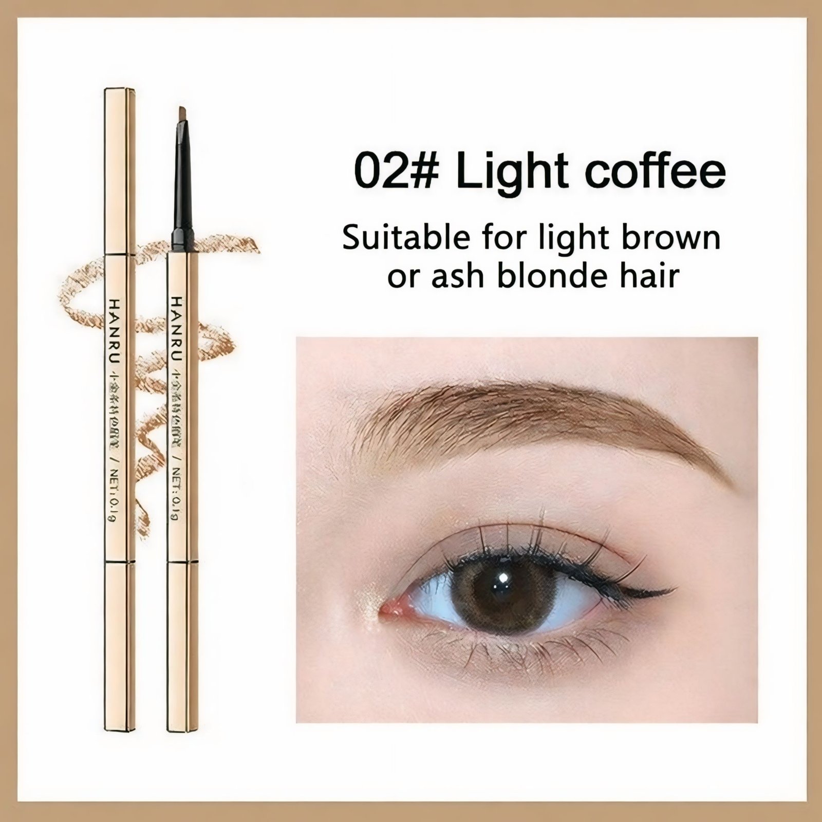 HANRU Small Gold Bar Double Eyebrow Pencil – Ultra‑Fine, Waterproof, Long‑Lasting Natural Brow Definer