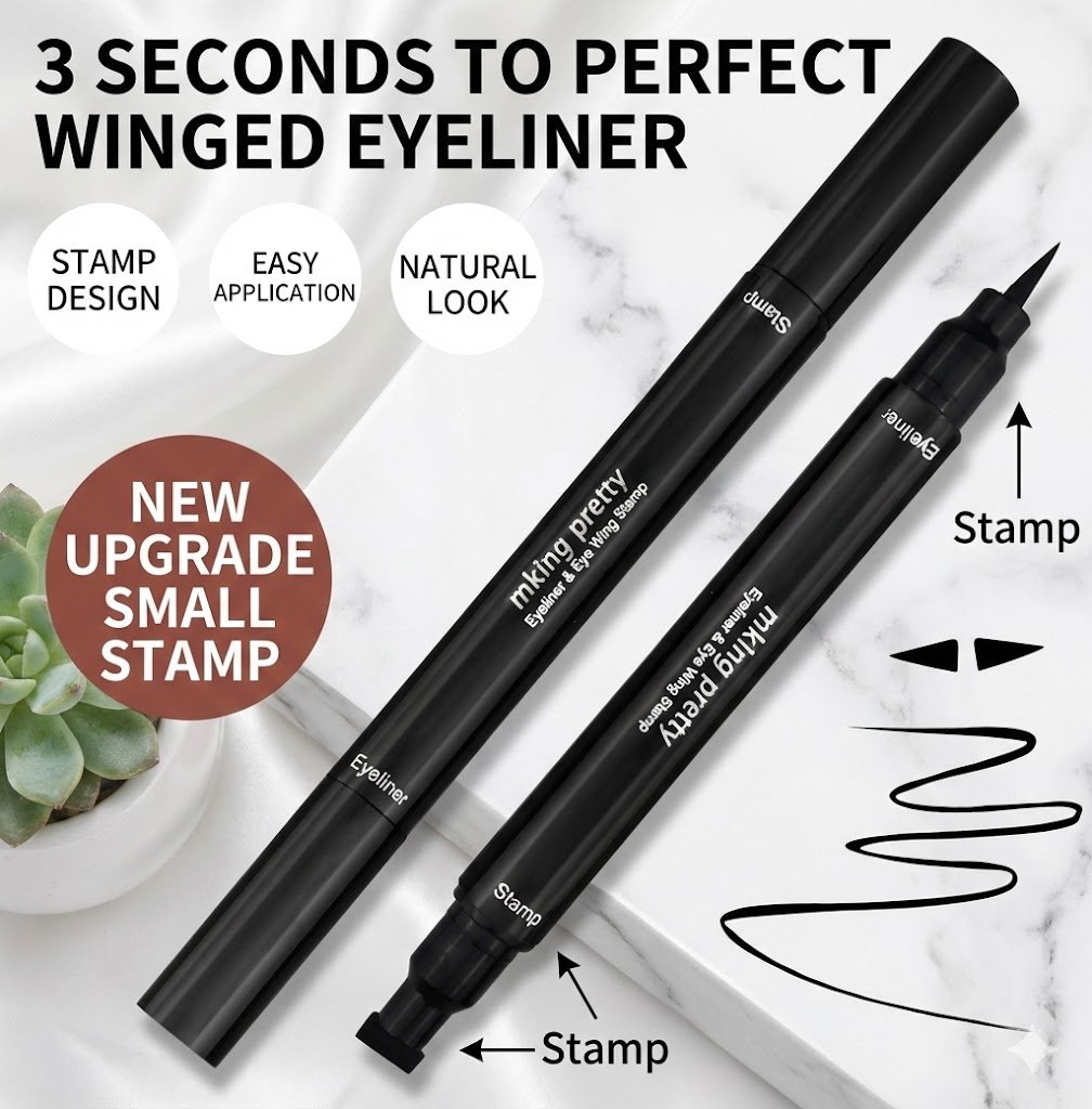 2-in-1 Waterproof Winged Eyeliner Stamp - Perfect Cat Eye in Seconds