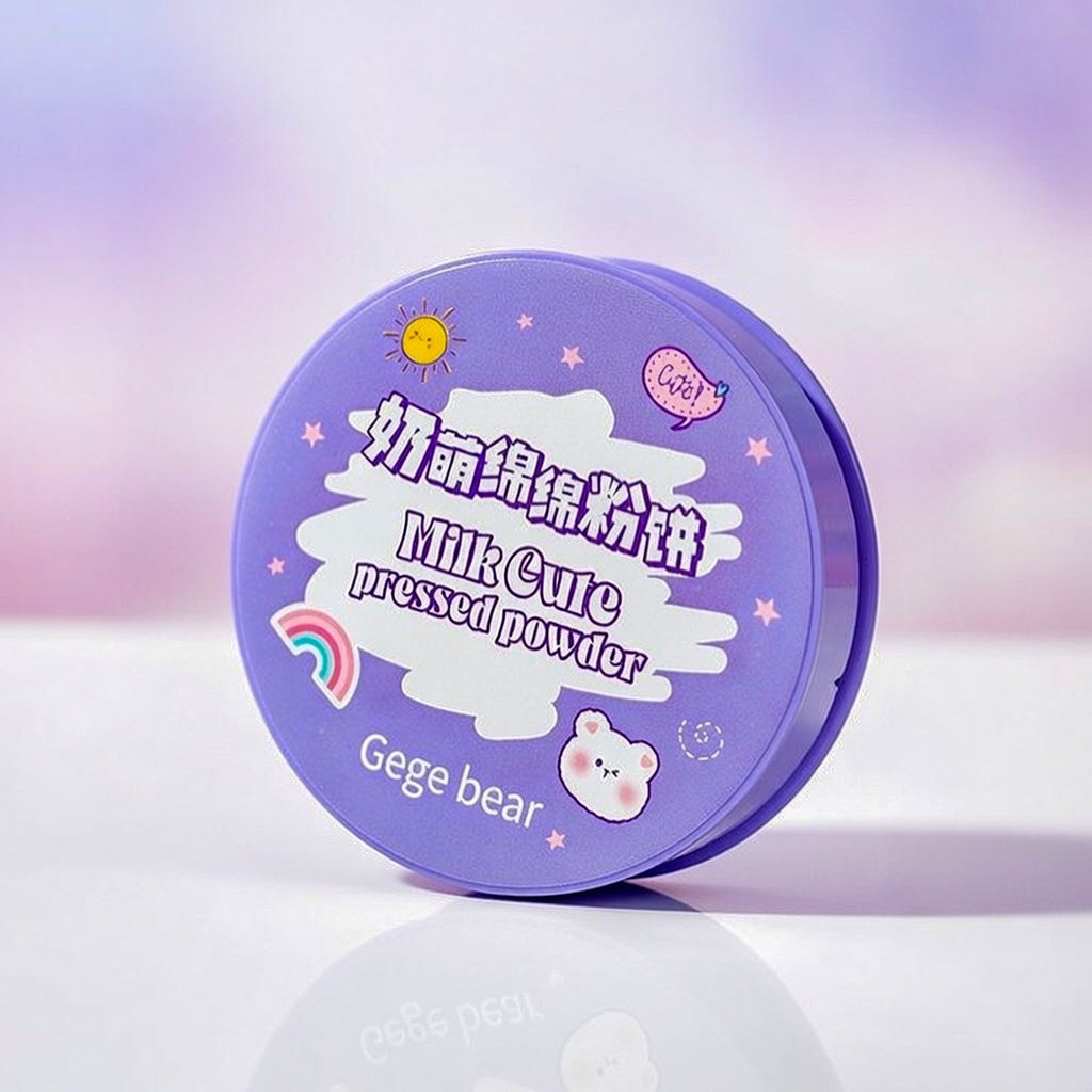 Gogo Bear Milk Moe Cotton Powder Cake - Matte Oil Control & Brightening Compact Powder for Daily Use