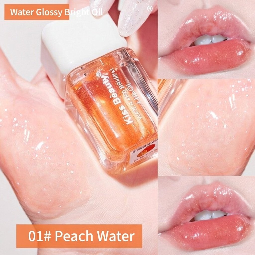 Kiss Beauty Watery Translucent Lip Oil - Pouty Lips Moisturizing Mirror Lip Gloss