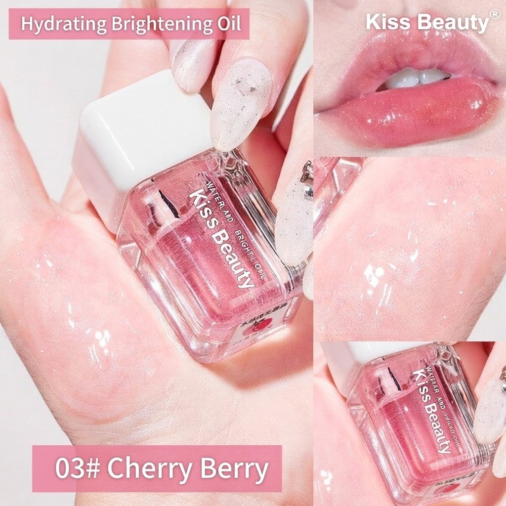 Kiss Beauty Watery Translucent Lip Oil - Pouty Lips Moisturizing Mirror Lip Gloss