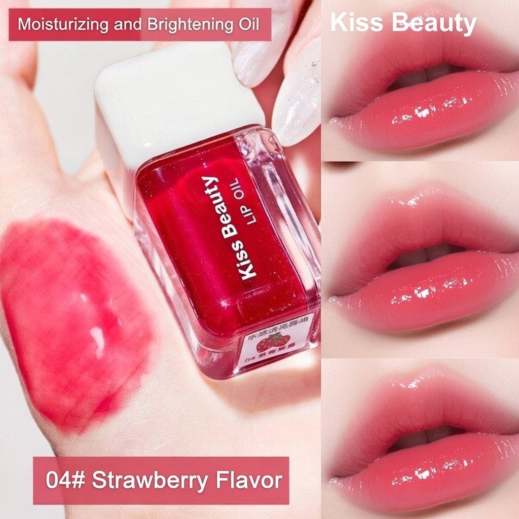 Kiss Beauty Watery Translucent Lip Oil - Pouty Lips Moisturizing Mirror Lip Gloss