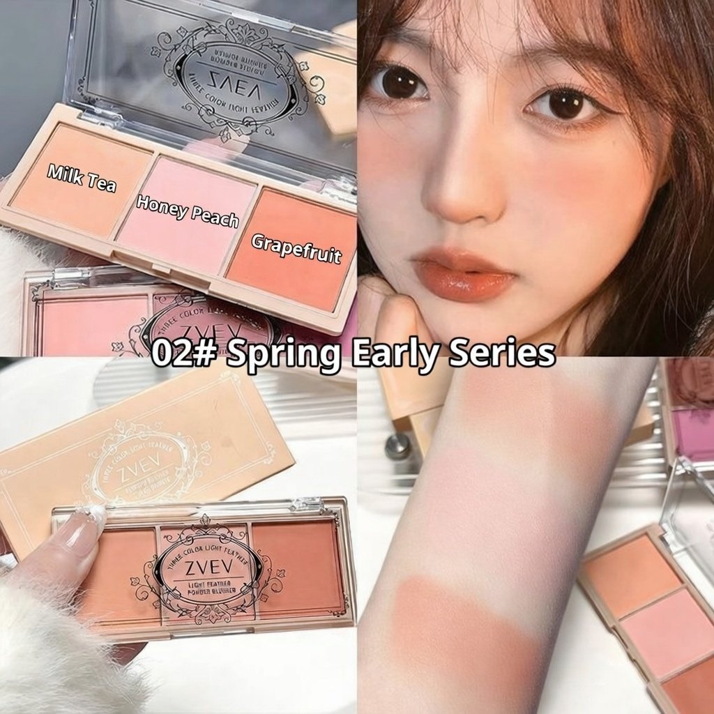 3‑Color Blush Palette – Matte Velvet Finish | Long‑Lasting Natural Glow | Student & Daily Makeup