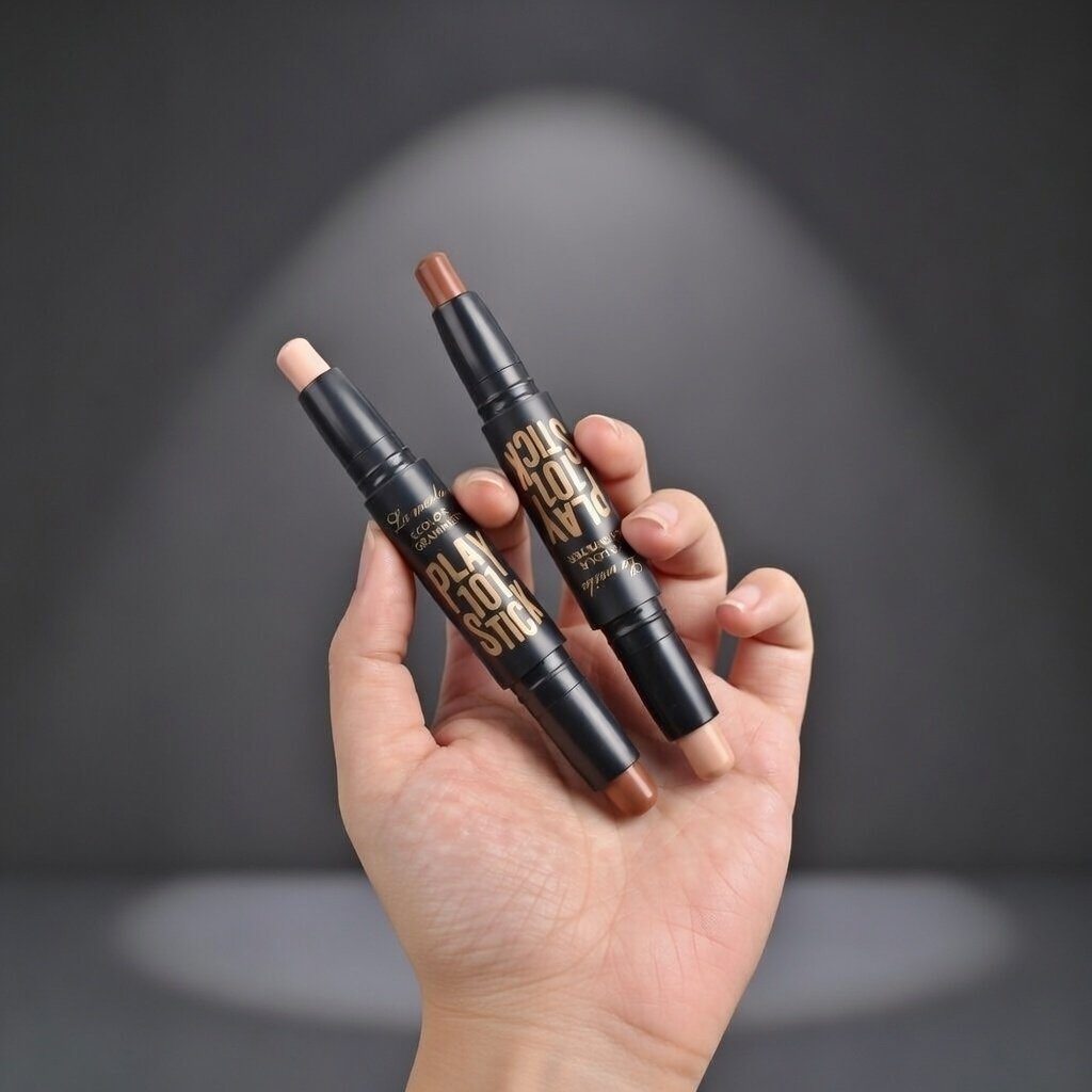 Lameila Double-Head Highlight & Contour Stick – 3-in-1 Nose Shadow, Highlighter & Face Shading Pen