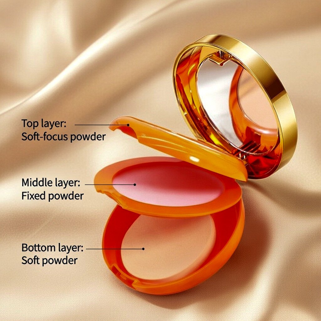 OMGA Velvet Mist Soft Focus Double-Layer Powder Cake - Waterproof & Oil Control Concealer Powder
