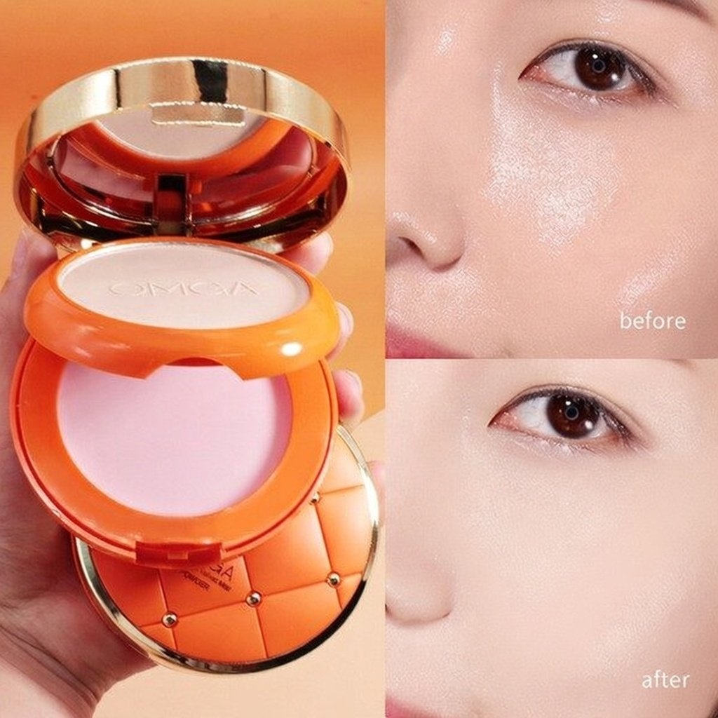 OMGA Velvet Mist Soft Focus Double-Layer Powder Cake - Waterproof & Oil Control Concealer Powder